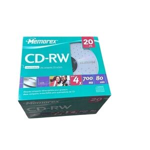 Memorex 20pk CD-RW Rewritable for computer CD Writers New